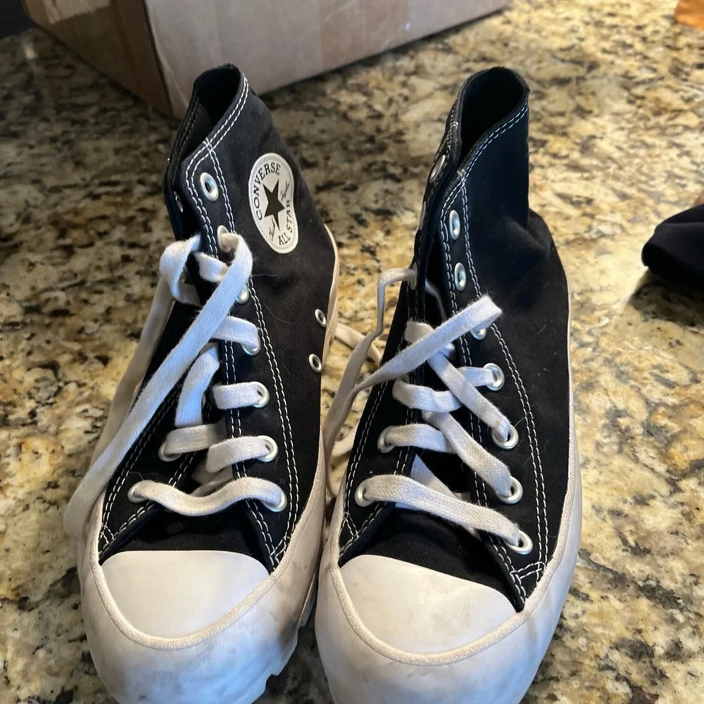Converse women’s Black and White High-Top Sneakers - Picture 3 of 7